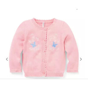 Janie and Jack Pink Butterfly Embroidered Cardigan 3 Monthsj